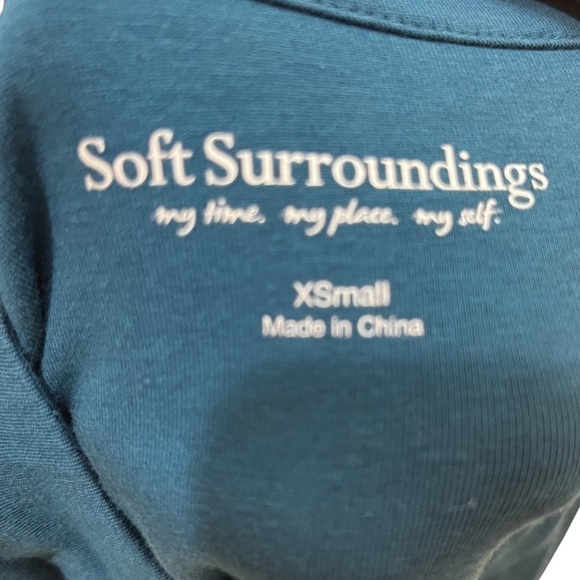 Soft Surroundings Teal Blue Button Down Top w/Pockets Sz XS - Picture 7 of 9